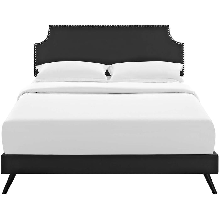 Corene Full Vinyl Platform Bed with Round Splayed Legs