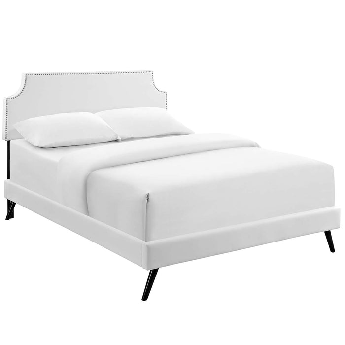 Corene Full Vinyl Platform Bed with Round Splayed Legs