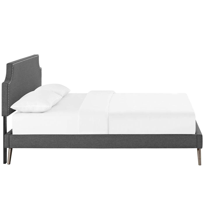 Corene Full Fabric Platform Bed with Round Splayed Legs