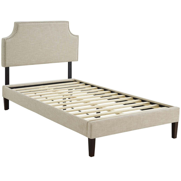 Corene Twin Fabric Platform Bed with Squared Tapered Legs