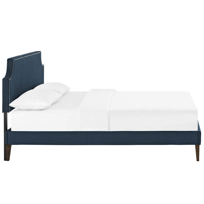 Corene Queen Fabric Platform Bed with Squared Tapered Legs