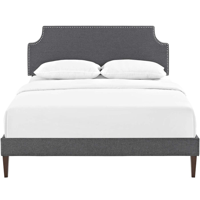 Corene Full Fabric Platform Bed with Squared Tapered Legs