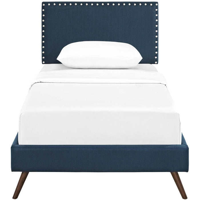 Macie Twin Fabric Platform Bed with Round Splayed Legs