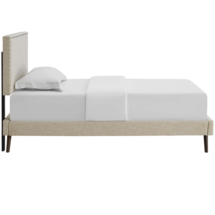 Macie Twin Fabric Platform Bed with Round Splayed Legs