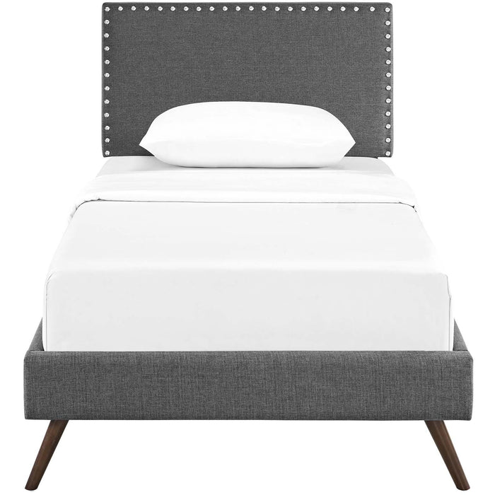 Macie Twin Fabric Platform Bed with Round Splayed Legs