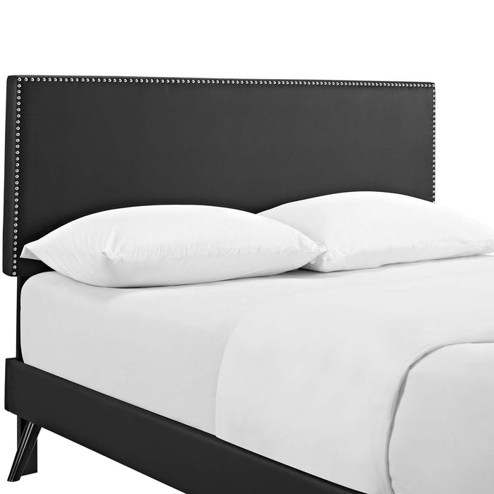 Macie Full Vinyl Platform Bed with Round Splayed Legs