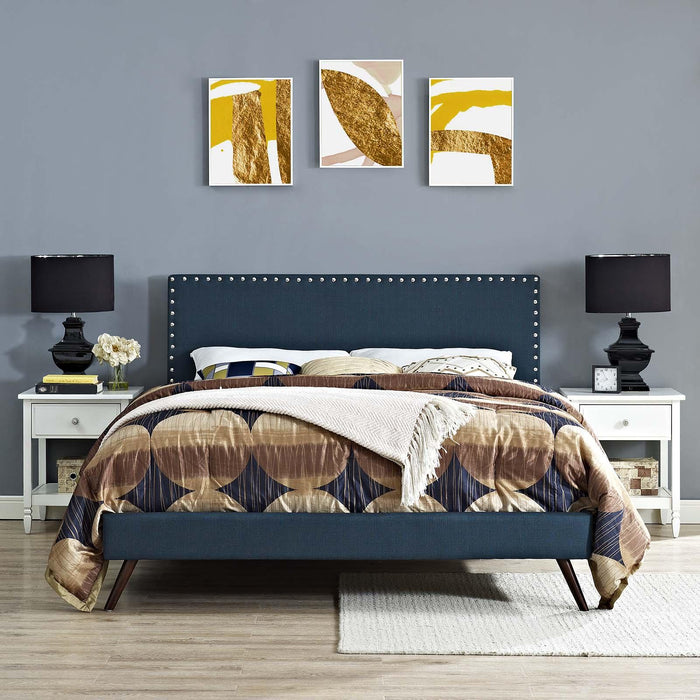 Macie Full Fabric Platform Bed with Round Splayed Legs