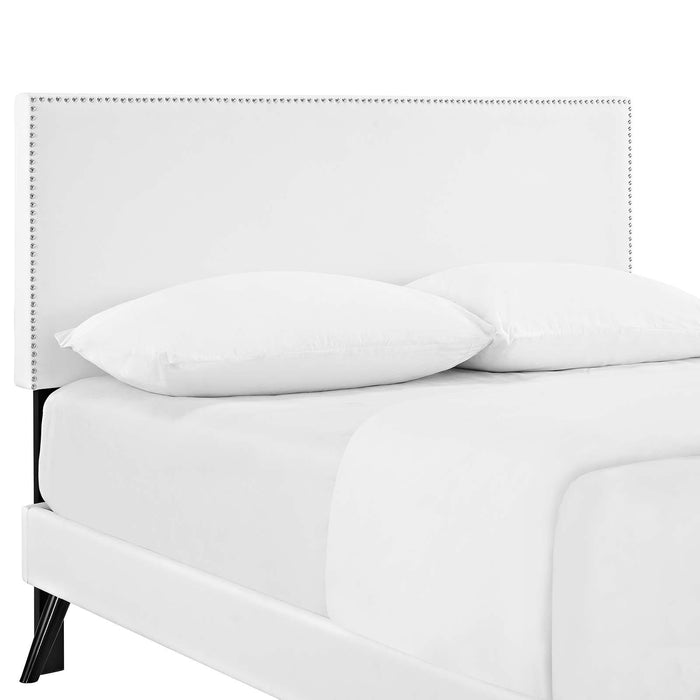 Macie Queen Vinyl Platform Bed with Round Splayed Legs