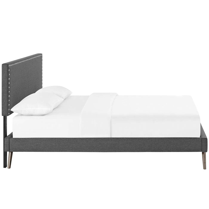 Macie Full Fabric Platform Bed with Round Splayed Legs