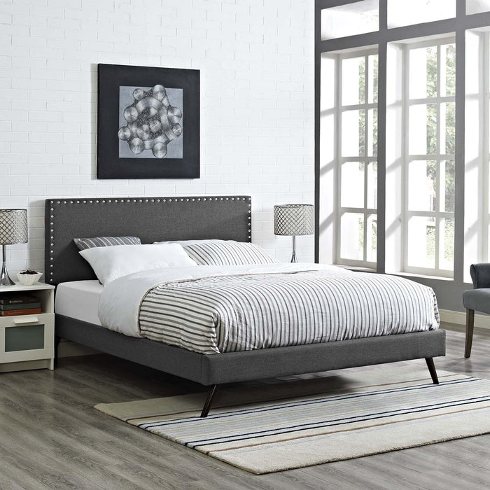 Macie Full Fabric Platform Bed with Round Splayed Legs