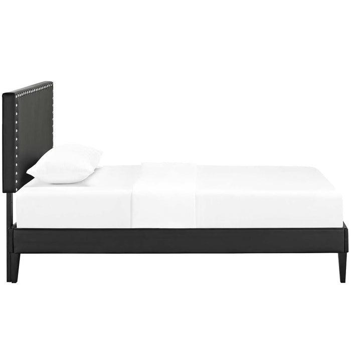 Macie Twin Vinyl Platform Bed with Squared Tapered Legs