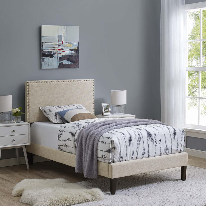 Macie Twin Fabric Platform Bed with Squared Tapered Legs