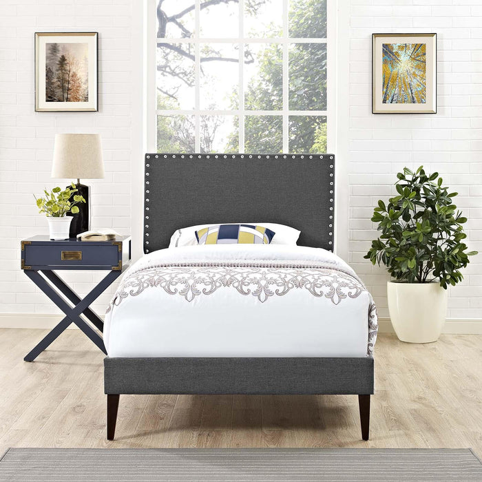 Macie Twin Fabric Platform Bed with Squared Tapered Legs