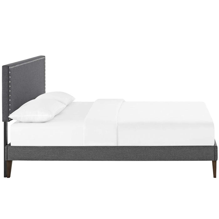 Macie King Fabric Platform Bed with Squared Tapered Legs