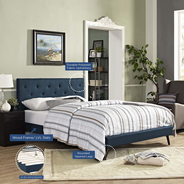 Tarah King Fabric Platform Bed with Round Splayed Legs