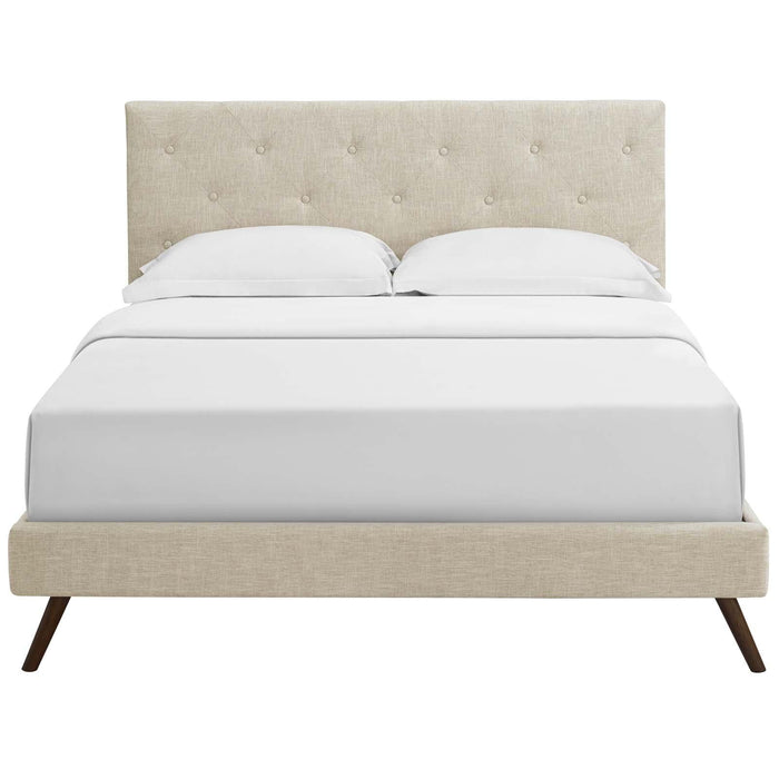 Tarah King Fabric Platform Bed with Round Splayed Legs