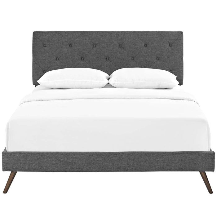 Tarah King Fabric Platform Bed with Round Splayed Legs