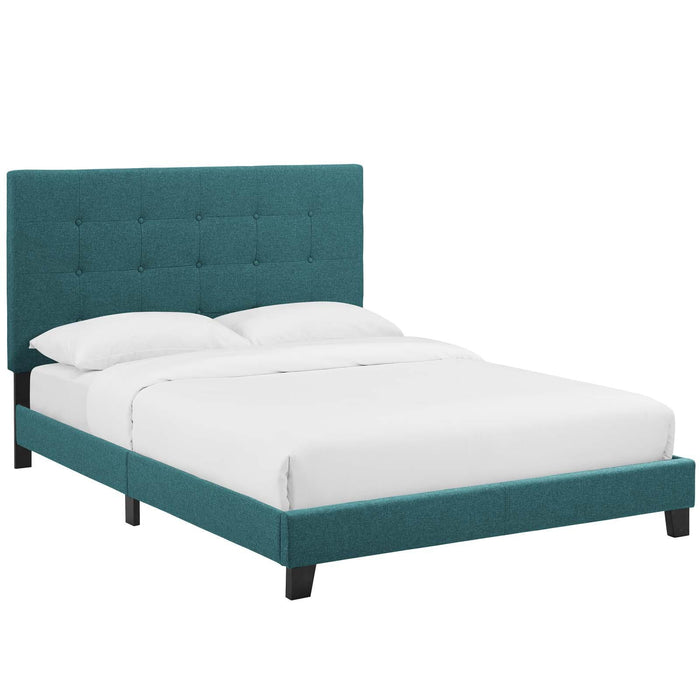 Melanie Full Tufted Button Upholstered Fabric Platform Bed