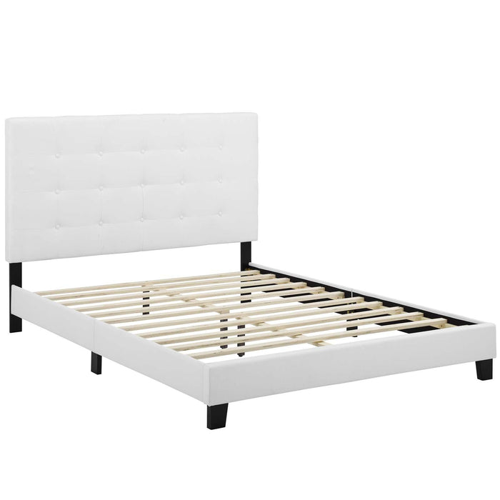 Melanie Full Tufted Button Upholstered Fabric Platform Bed