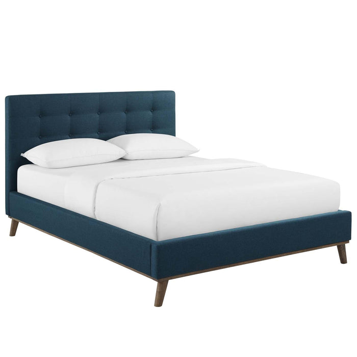 McKenzie Queen Biscuit Tufted Upholstered Fabric Platform Bed