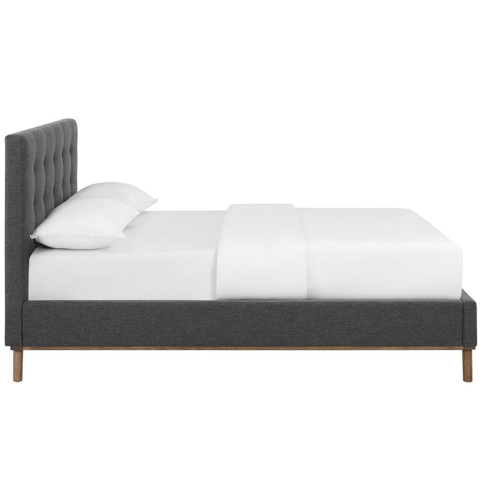 McKenzie Queen Biscuit Tufted Upholstered Fabric Platform Bed