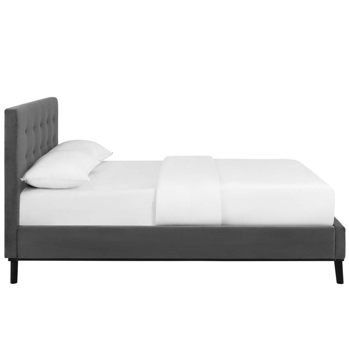 McKenzie Queen Biscuit Tufted Performance Velvet Platform Bed