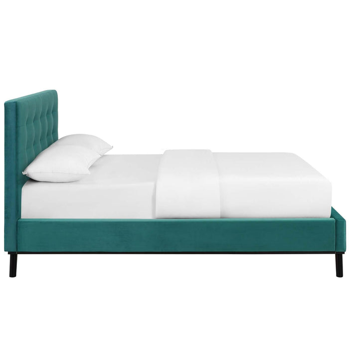 McKenzie Queen Biscuit Tufted Performance Velvet Platform Bed