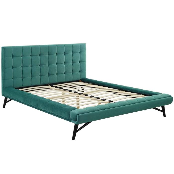 Julia Queen Biscuit Tufted Performance Velvet Platform Bed