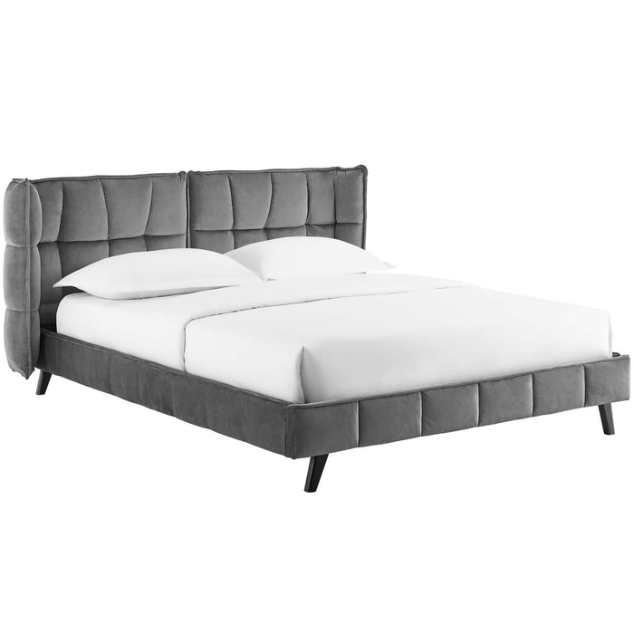 Makenna Queen Performance Velvet Platform Bed image