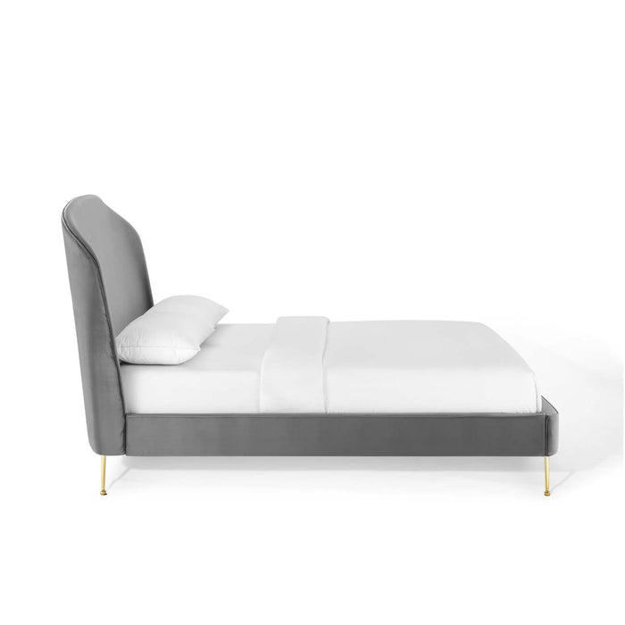 Mira Upholstered Performance Velvet Queen Platform Bed