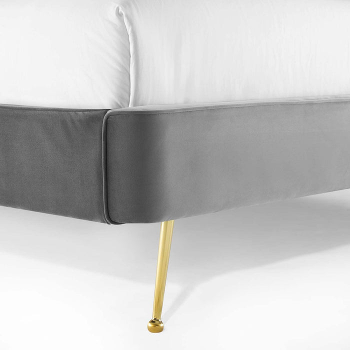 Mira Upholstered Performance Velvet Queen Platform Bed