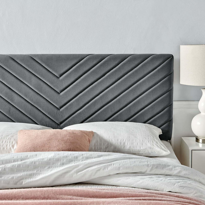 Alyson Angular Channel Tufted Performance Velvet Twin Headboard