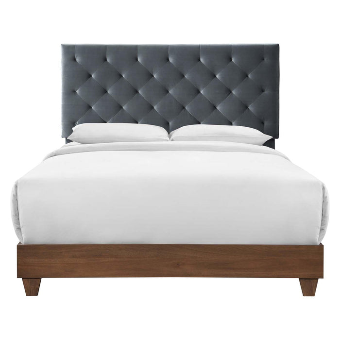 Rhiannon Diamond Tufted Upholstered Performance Velvet Queen Bed image