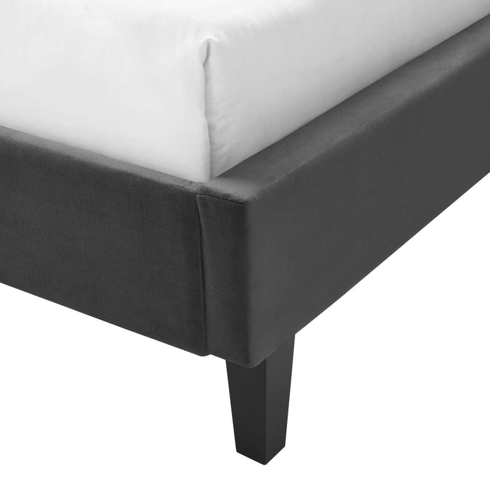 Penelope Tufted Wingback Queen Performance Velvet Platform Bed