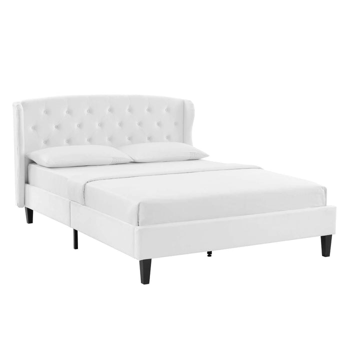 Penelope Tufted Wingback Queen Performance Velvet Platform Bed