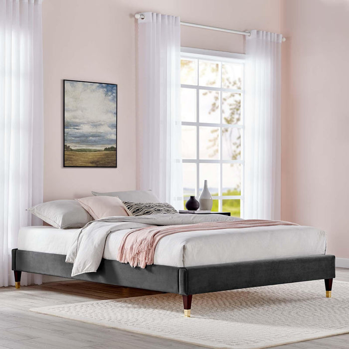 Harlow Full Performance Velvet Platform Bed Frame