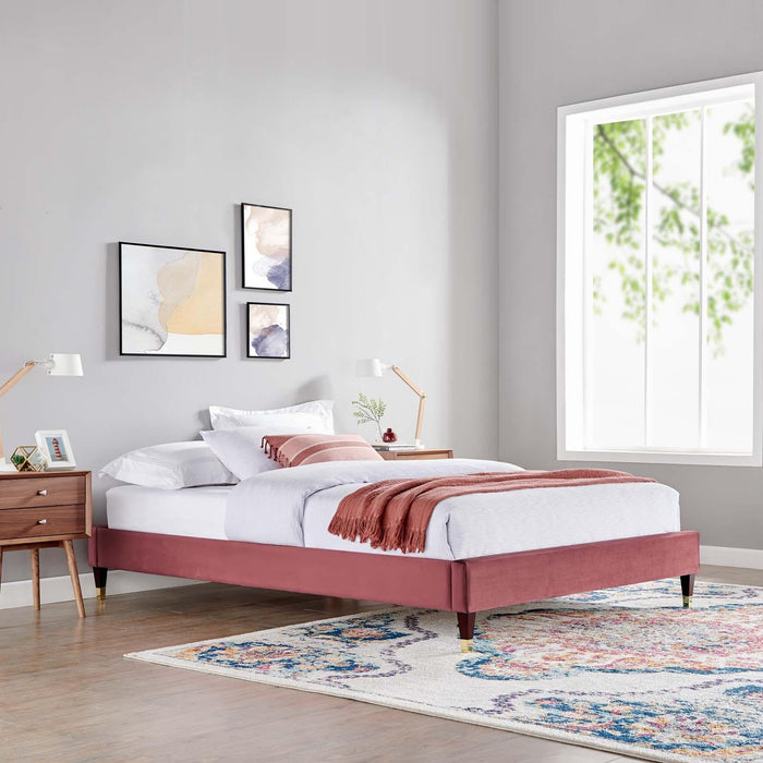 Harlow Queen Performance Velvet Platform Bed Frame