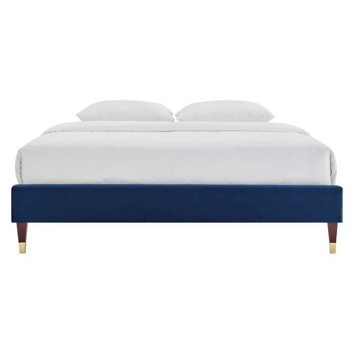 Harlow Queen Performance Velvet Platform Bed Frame