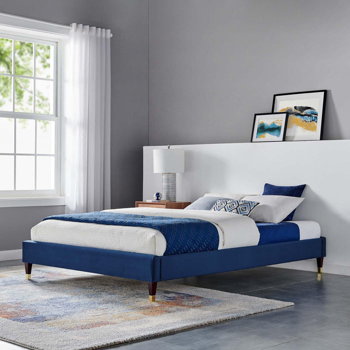 Harlow Twin Performance Velvet Platform Bed Frame