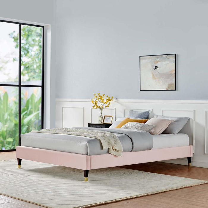 Harlow Full Performance Velvet Platform Bed Frame