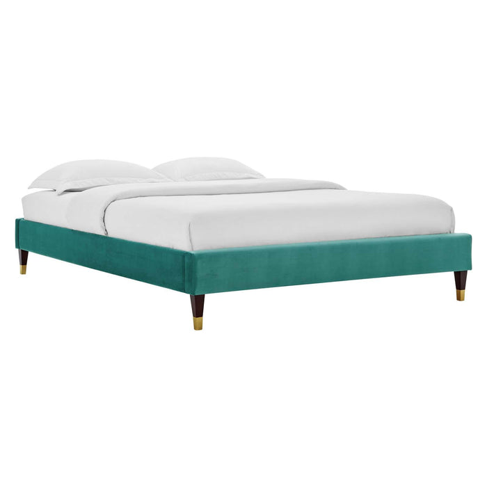 Harlow Queen Performance Velvet Platform Bed Frame