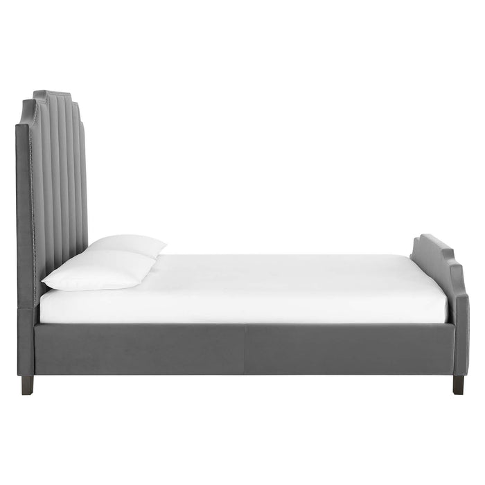 Lucille Queen Performance Velvet Platform Bed