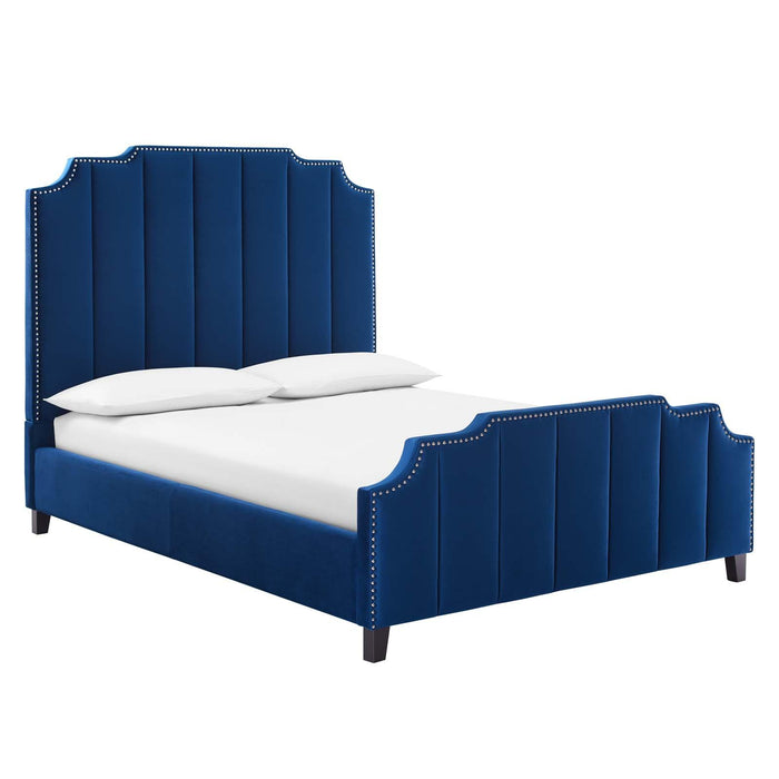 Lucille Queen Performance Velvet Platform Bed