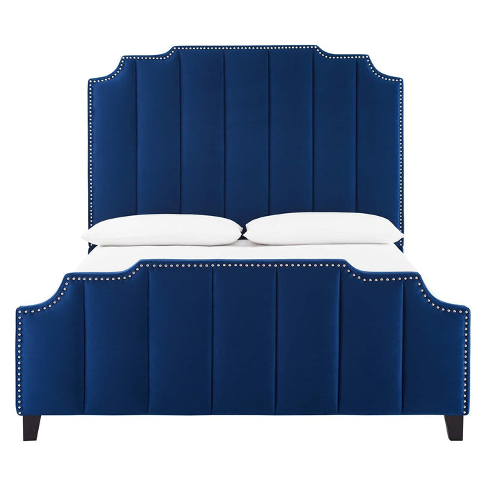 Lucille Queen Performance Velvet Platform Bed