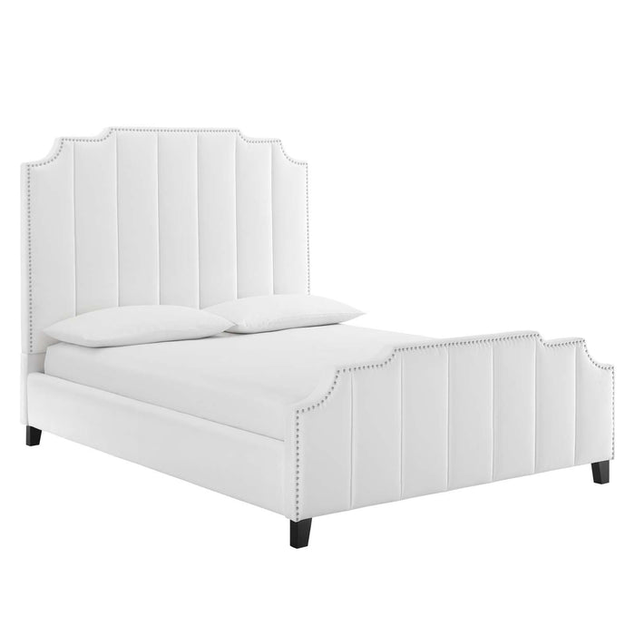 Lucille Queen Performance Velvet Platform Bed