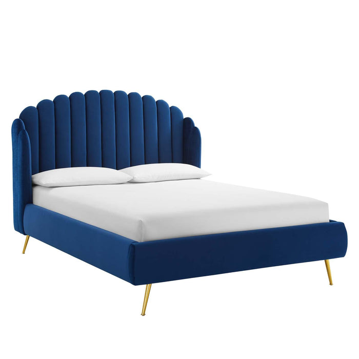 Lana Queen Performance Velvet Wingback Platform Bed