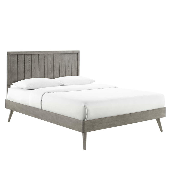 Alana King Wood Platform Bed With Splayed Legs