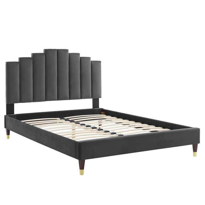 Elise Full Performance Velvet Platform Bed