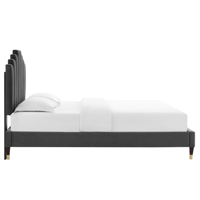 Elise King Performance Velvet Platform Bed