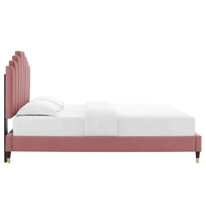 Elise Queen Performance Velvet Platform Bed